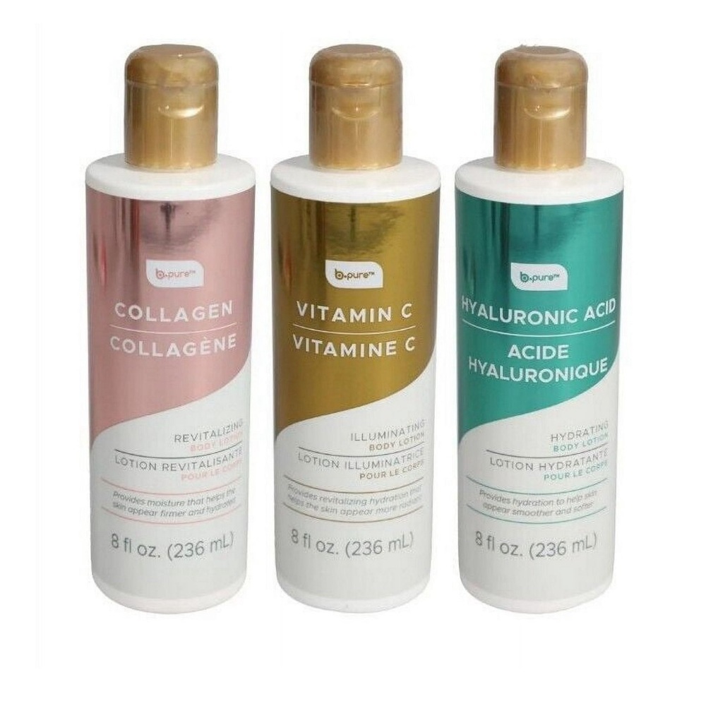 b.pure TRIO collagen ,vitamin C,Hyaluronic body lotion,8 oz. each